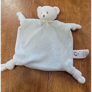 Gerber Blue teddy Bear Baby Security Blanket Lovey knotted